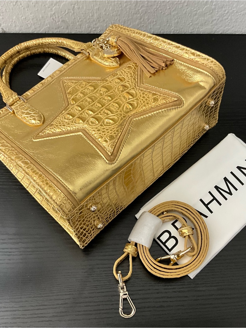 Brahmin Cami GOLD PEYSON Satchel Crossbody Shoulder W/Appliqué Star - Picture 7 of 11